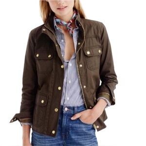 J. Crew Relaxed Boyfriend Field Jacket 27584 Green Brown XL Utility Military